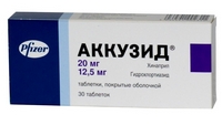 Аккузид таблетки покрытые пленочной оболочкой 20 мг+12,5 мг 30 шт.