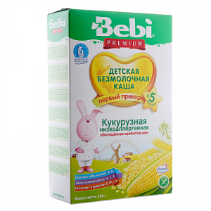 Bebi Premium Каша молочная Кукурузная низкоаллергенная с пребиотиками с 5 мес. 200 г
