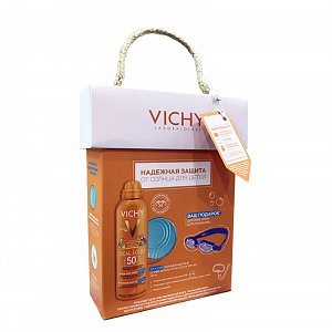 Vichy Capital Ideal Soleil Спрей-вуаль детский для лица Анти-песок SPF50 200 мл + подарок очки для плавания