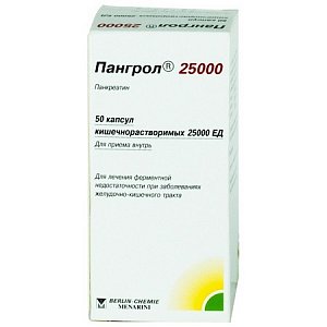 Пангрол 25000 капсулы кишечнорастворимые 25000 ЕД 50 шт.