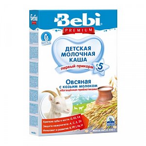 Bebi Premium Каша молочная Овсяная с козьим молоком с 5 мес. 200 г
