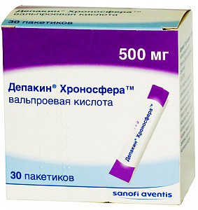 Депакин Хроносфера гранулы с пролонгированным высвобождением для приема внутрь 500 мг пакетики 30 шт.