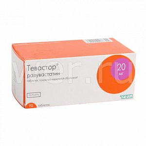 Тевастор таблетки покрытые пленочной оболочкой 20 мг 90 шт.
