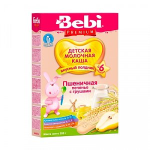 Bebi Premium Каша молочная для полдника Печенье с грушами, пшеничная с 6 мес. 200 г