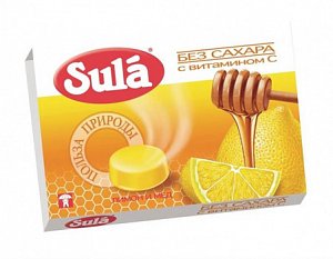 Леденцы Зула (Sula) лимон-мед 18г