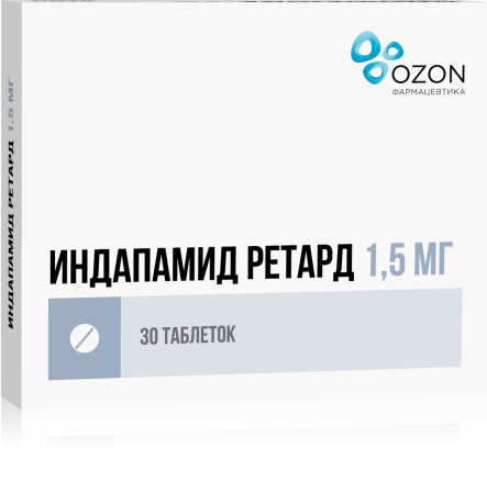 Индапамид Ретард таблетки пролонгированного действия покрытые оболочкой 1,5 мг 60 шт. Индапамид ретард
