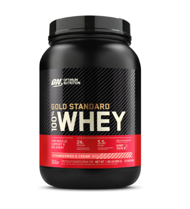 optimum nutrition 100% whey gold standart протеин в порошке банка 899/912г Клубника со сливками