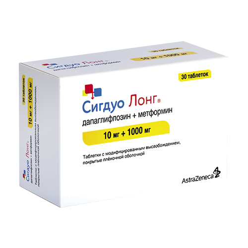 таблетки покрытые пленочной оболочкой с модифицированный высвобождением 10 мг+1000 мг 30 шт.