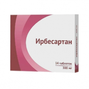 Ирбесартан таблетки покрытые пленочной оболочкой 300 мг 14 шт.