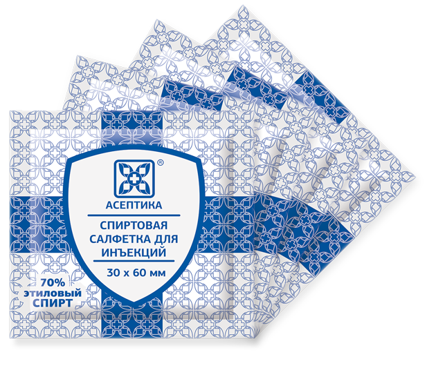 Салфетка спиртовые для инъекций 30 мм х 60 мм 800 шт.