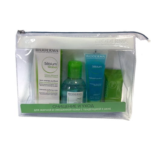 bioderma sebium в косметичке Уход 30 мл+ Мицеллярная вода 100 мл+ Гель-мусс 45 мл+ Мыло 20 г