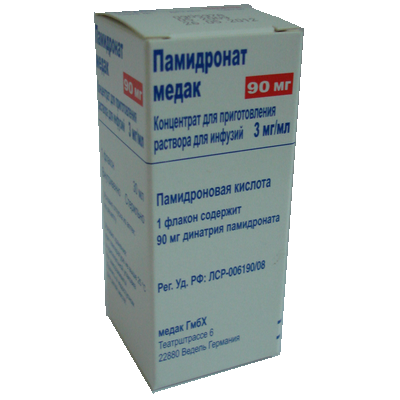 Памидронат Медак концентрат для приготовления раствора для инфузий 90 мг флакон 30 мл