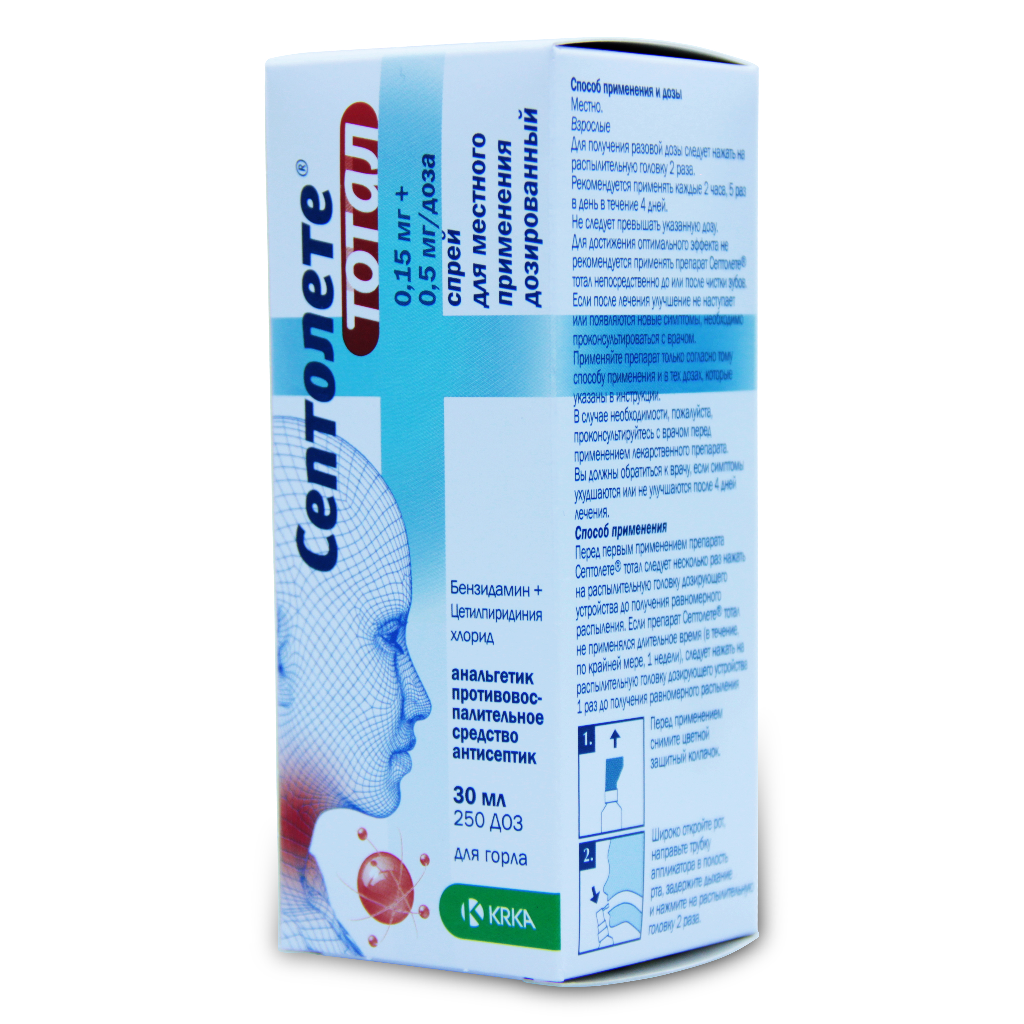 спрей для местного применения дозированный 0,15 мг+0,5 мг/доза флакон 30 мл 250 доз