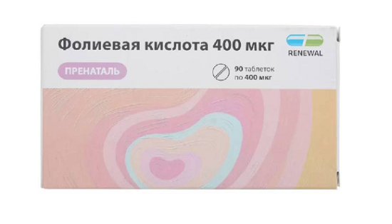 Фолиевая кислота Пренаталь 400 мкг таблетки 90 шт Фолиевая кислота Пренаталь 400 мкг таблетки 90 шт