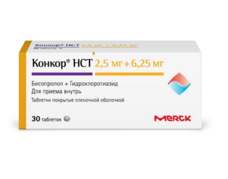 Конкор НСТ таблетки покрытые пленочной оболочкой 2.5мг+6.25мг 30 шт.