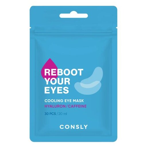 consly Маска-патчи тканевая охлождающие д/глаз с кофеином и гиалуроновой кислотой 30 шт.
