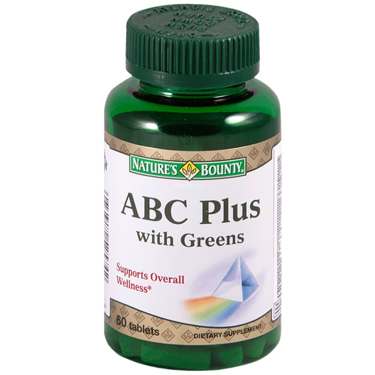 nature`s bounty Мультивитаминный комплекс abc плюс Гринс таблетки 60 шт. (БАД)