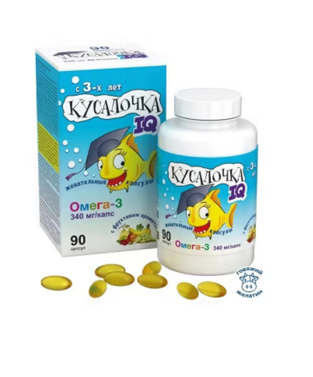 Кусалочка IQ Омега-3 для детей с 3 лет капсулы жевательные 750 мг 90 шт. (БАД)