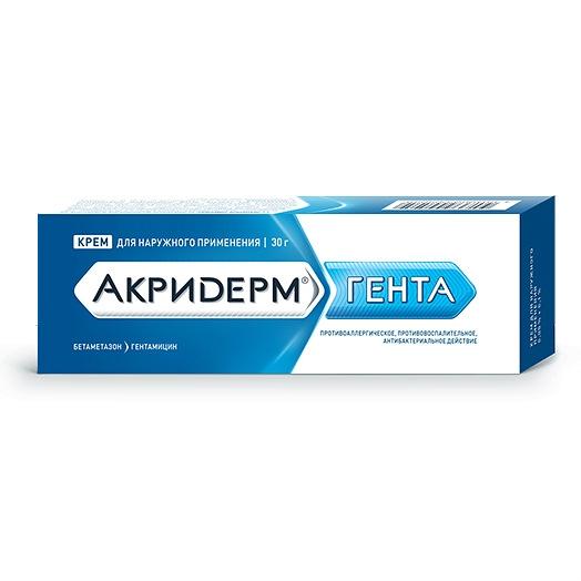 Акридерм Гента крем для наружного применения 0,05 г+0,1 г туба 30 г