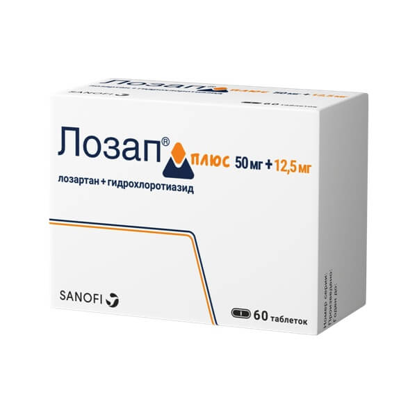 Лозап Плюс таблетки покрытые пленочной оболочкой 50 мг+12,5 мг 60 шт.