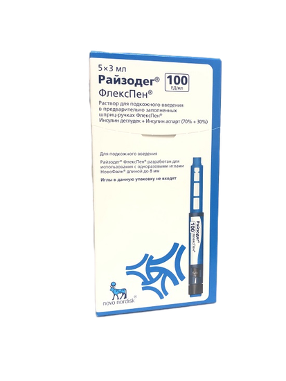 Райзодег Флекспен раствор для подкожного введения 100 ЕД шприц-ручка 3 мл 5 шт.