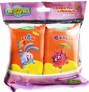 Maneki Салфетки влажные Смешарики Ромашка и Алоэ 4х8 шт.