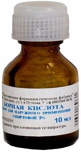 Борная кислота раствор для местного применения спиртовой 3% флакон 10 мл