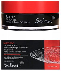 FarmStay Патчи гидрогелевые для кожи вокруг глаз с экстрактом икры лосося и пептидами 60 шт.