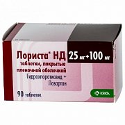 Лориста НД таблетки покрытые пленочной оболочкой 25 мг+100 мг 90 шт. Лориста НД