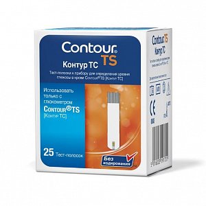 Контур ТС тест-полоски для экспресс-диагностики глюкозы в крови 25 шт.
