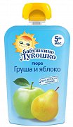Бабушкино лукошко Пюре Груша и Яблоко 90 г пауч 5м+