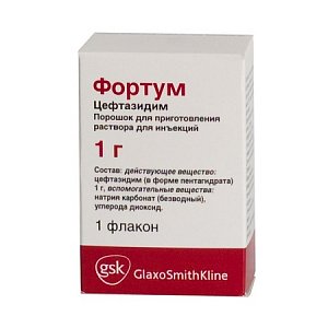 Фортум порошок для приготовления раствора для инъекций 1 г флакон
