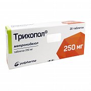 Трихопол таблетки 250 мг 20 шт. Трихопол таблетки 250 мг 20 шт.
