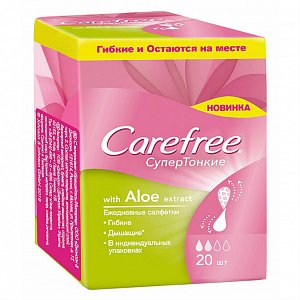 Carefree Прокладки ежедневные супертонкие Алоэ 20 шт.