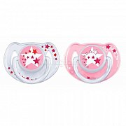 Avent пустышка ночная розовая 6-18 мес 2шт силикон