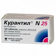 Курантил N таблетки покрытые пленочной оболочкой 25 мг 120 шт. Курантил N таблетки покрытые пленочной оболочкой 25 мг 120 шт.