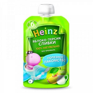Heinz Пюре Яблоко, персик и сливки с 6 мес. 90 г