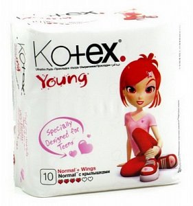 Kotex Прокладки Young Normal 10 шт. с крылышками