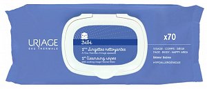 Uriage Первый уход Салфетки влажные очищающие для детей 70 шт.