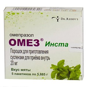 Омез Инста порошок для приготовления суспензии для приема внутрь 20 мг пакетики 5 шт.