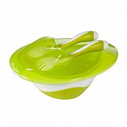 BabyOno Миска с ложкой и вилкой 6м+