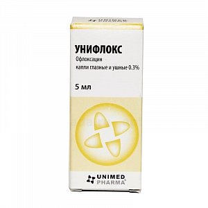Унифлокс капли глазные и ушные  0,3% 5 мл