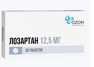 Лозартан таблетки покрытые пленочной оболочкой 12,5 мг 30 шт.