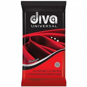 Diva Салфетки влажные очищающие универсальные 15 шт.