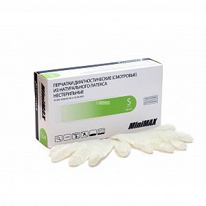 Перчатки MiniMAX латексные нестерильные неопудренные смотровые р.S 100 шт. (50 пар)