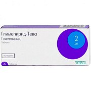 Глимепирид-Тева таблетки 2 мг 30 шт. Глимепирид-Тева таблетки 2 мг 30 шт.