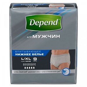 Depend Подгузники-трусики для мужчин L 9 шт.