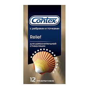 Contex Презервативы Relief рельефные 12 шт. Contex [Контекс] Презервативы Relief рельефные 12 шт. (6 шт. с точками, 6 шт. с ребрами)