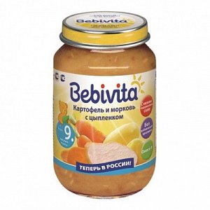 Bebivita Пюре Картофель и морковь с цыпленком 190 г с 9 мес.
