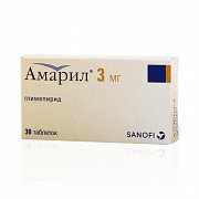 Амарил таблетки 3 мг 30 шт. Амарил таблетки 3 мг 30 шт.